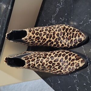 Leopard print boots. Rarely worn. Euc.  Heel is 2 3/4 approx.
